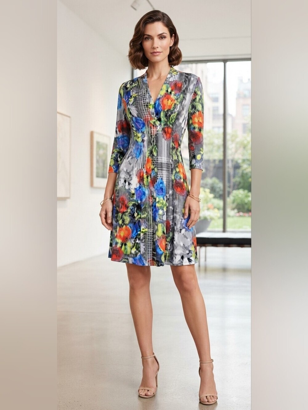 Catherine Malandrino Womens Pleated Multicolor Dress Size S